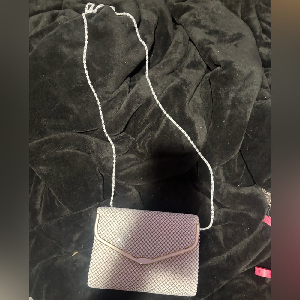 NWOT Chic White/Silver Clutch with Chain Strap textured
